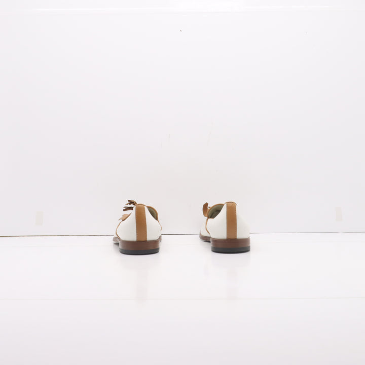 Bottega "Milano" Mocassino Panna e Marrone Eur 37 Donna Hand Made