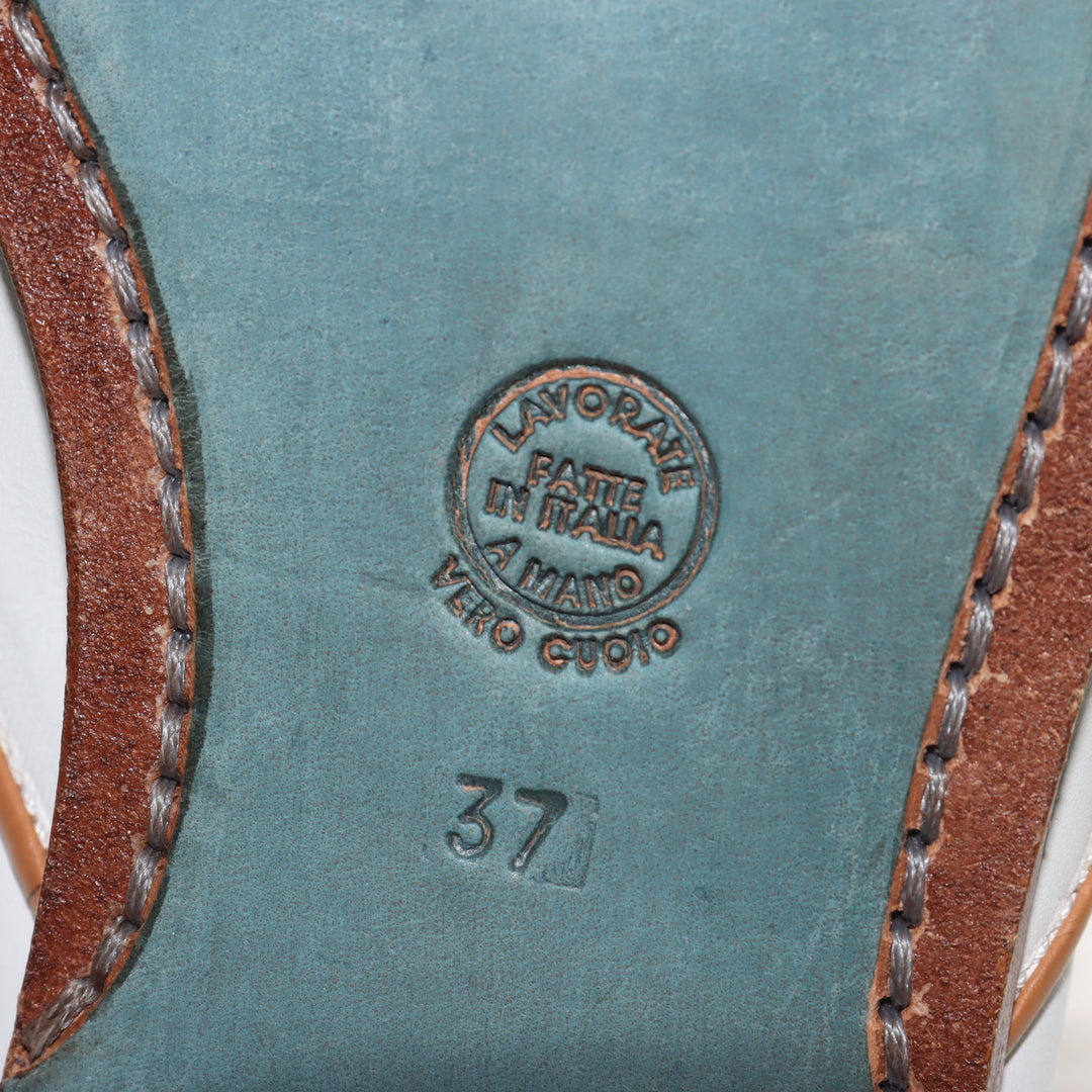 Bottega "Milano" Mocassino Panna e Marrone Eur 37 Donna Hand Made