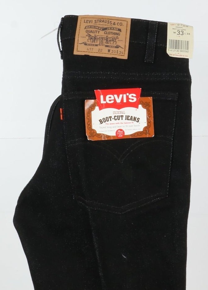 Levi's 417 Sta Prest Bootcut Orange Tab Jeans W33 L34 Nero Unisex Vita Alta Dead Stock* w/Tags