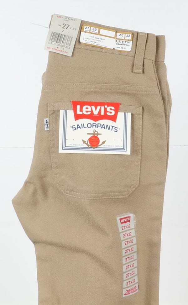 Levi's 300 Flare Sailor Pants a Zampa Jeans W27 L32 Beige Donna Vita Alta Dead Stock* w/Tags