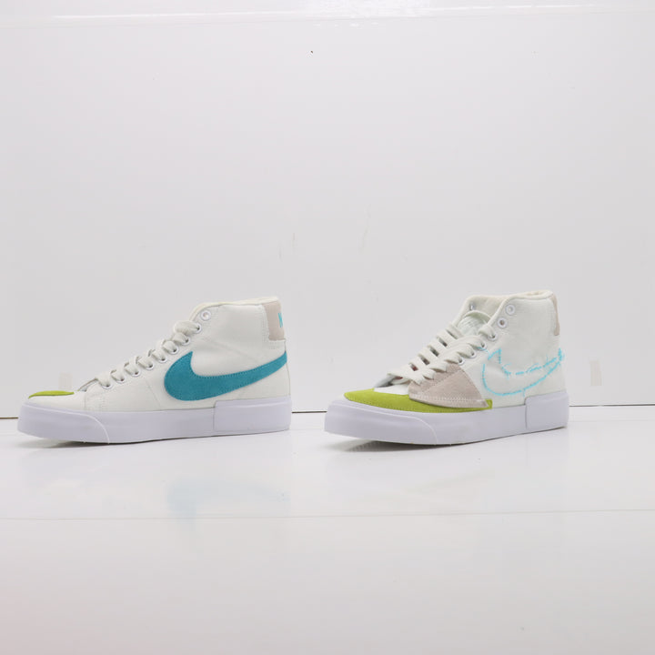 Nike SB Blazer Mid Edge Bianche, Verdi e Azzurre Eur 39 Uomo