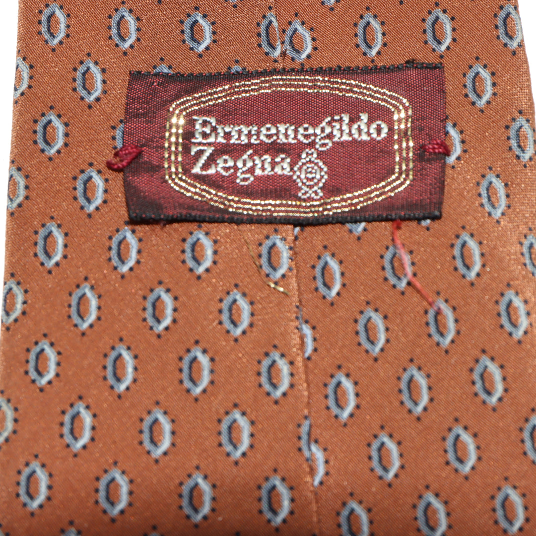 Ermenegildo Zegna Cravatta Marrone con Fantasia in Seta Uomo