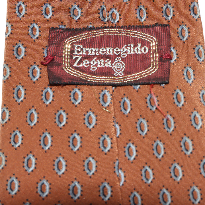 Ermenegildo Zegna Cravatta Marrone con Fantasia in Seta Uomo