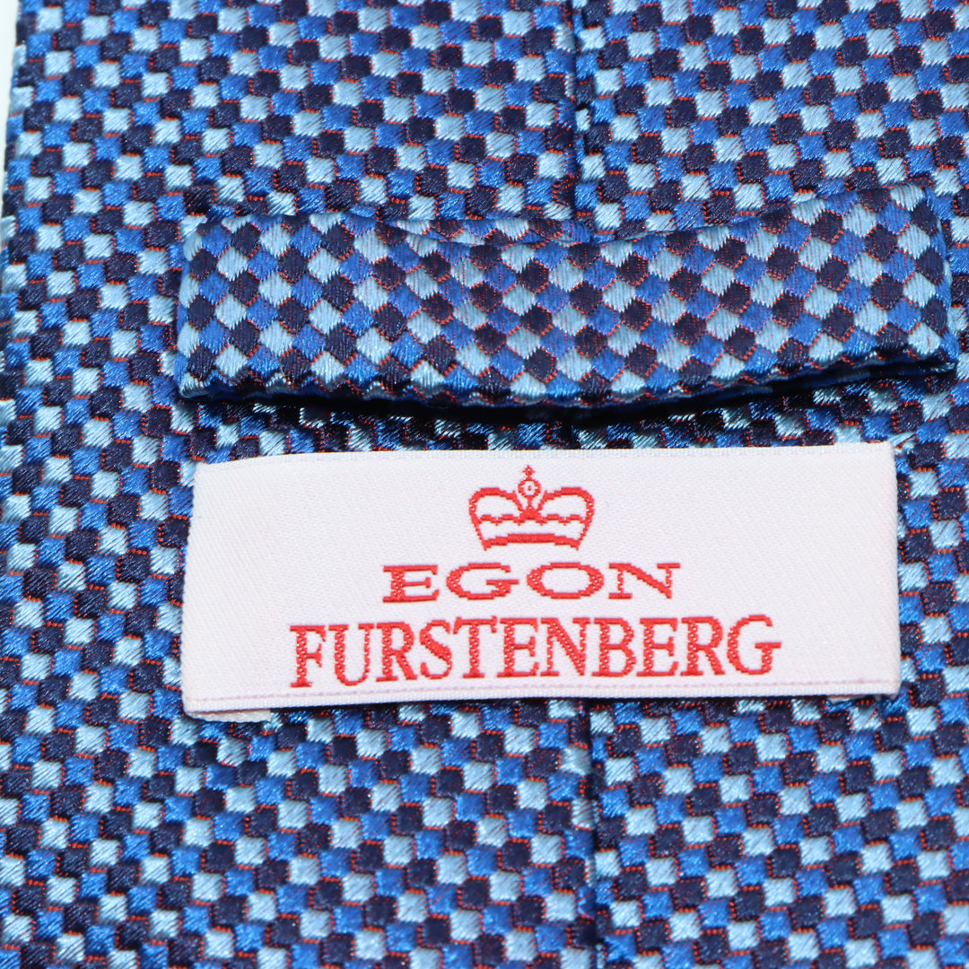 Egon Furstenberg Cravatta Celeste e Blu in Seta Uomo