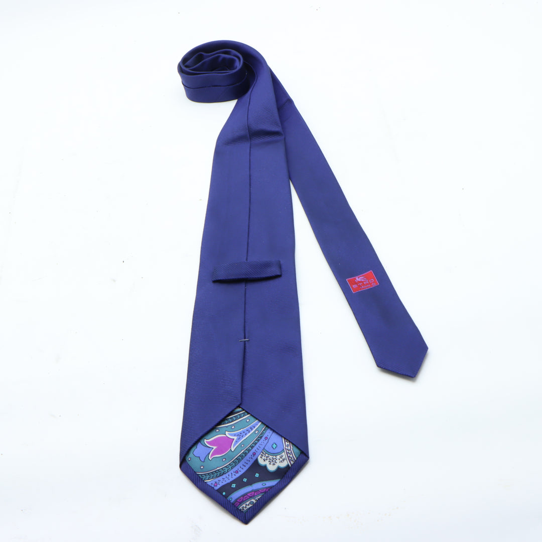 Etro Milano Cravatta Blu in Seta Uomo