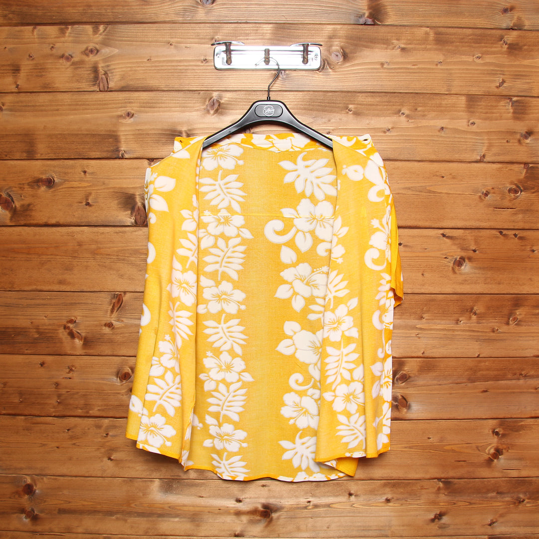 Camicia Hawaiana Giallo e Bianco Uomo