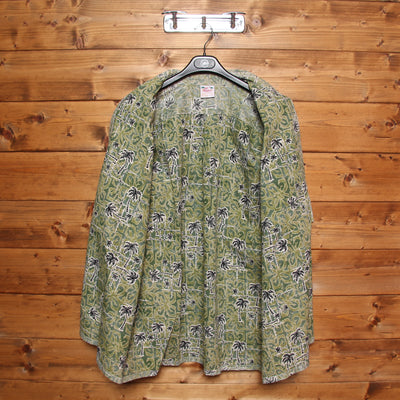 Camicia Hawaiana Go Barefoot Verde con Fantasia Taglia XL Uomo Made in USA