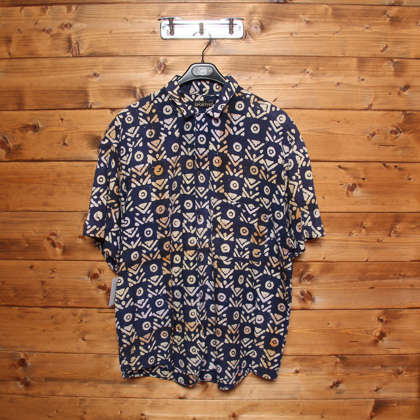 Camicia Hawaiana Adesso Sportivo Blu con Fantasia Taglia L Uomo Made in USA