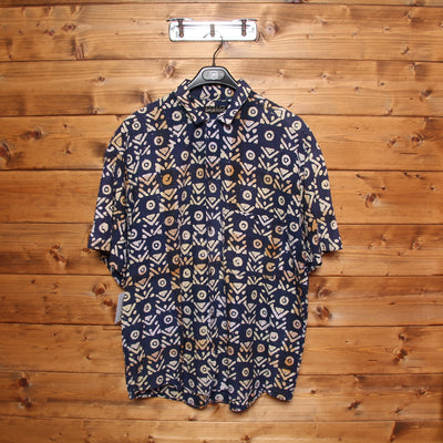 Camicia Hawaiana Adesso Sportivo Blu con Fantasia Taglia L Uomo Made in USA