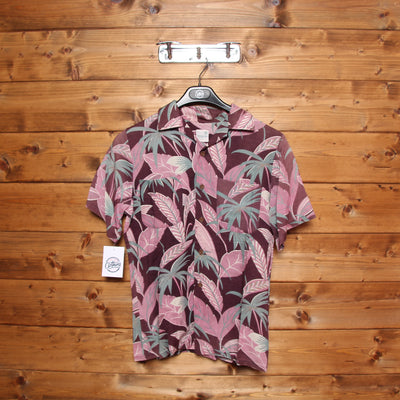 Camicia Hawaiana National Shirt Rosa con Fantasia Taglia S Uomo Made in USA