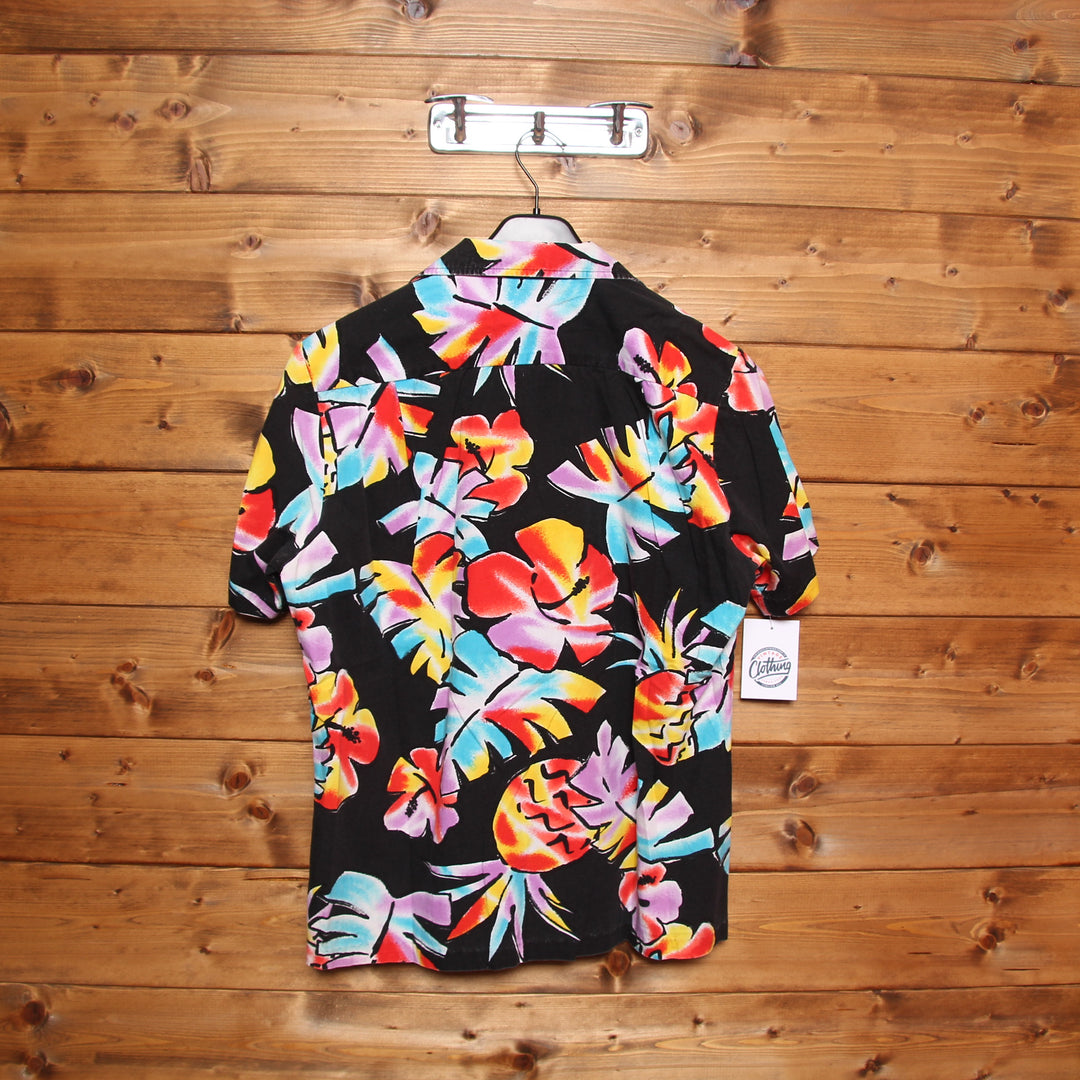 Camicia Hawaiana Bai Nani Nero con Fantasia Uomo Made in Hawaii