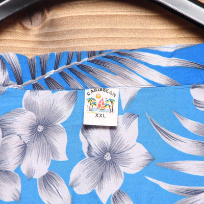 Camicia Hawaiana Caribbean Blu con Fantasia Taglia XXL Uomo
