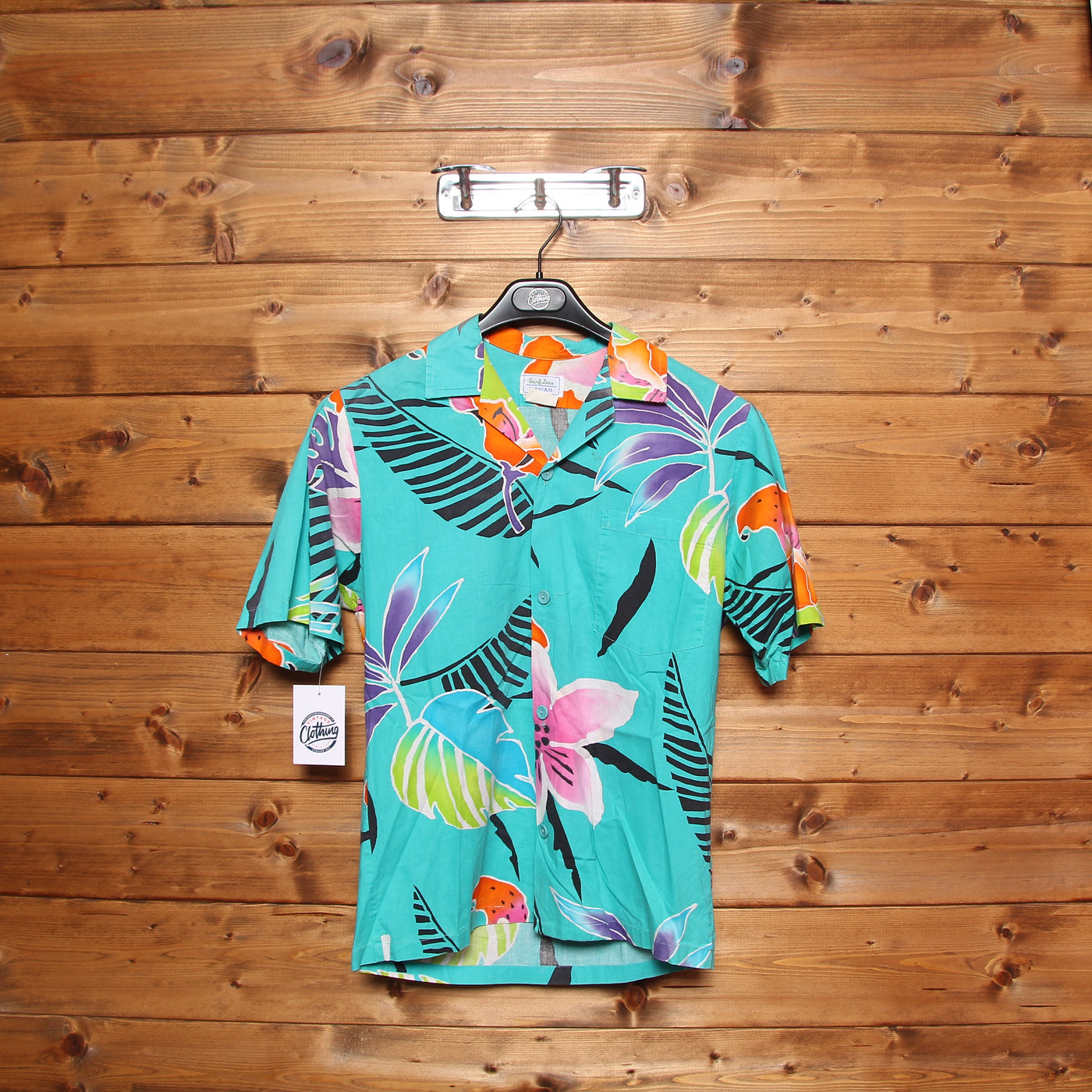 Camicia Hawaiana Surf Line Azzurro con Fantasia Taglia S Uomo