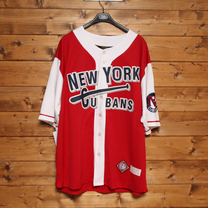 NLBM Maglia da Baseball New York Cubans Rossa e Bianca Taglia XXL Uomo Made in Korea