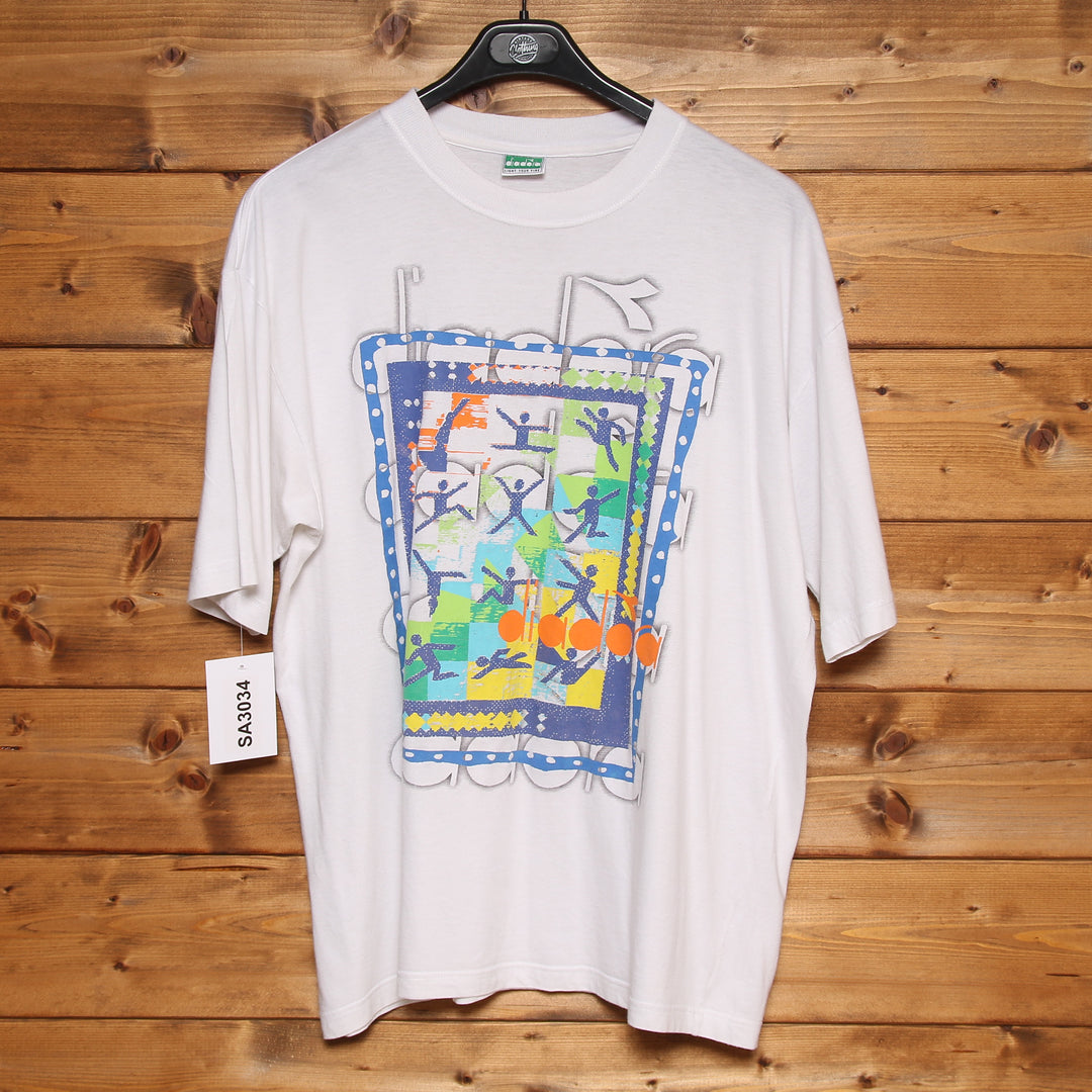 Diadora T-Shirt Vintage Bianca Taglia XL Uomo