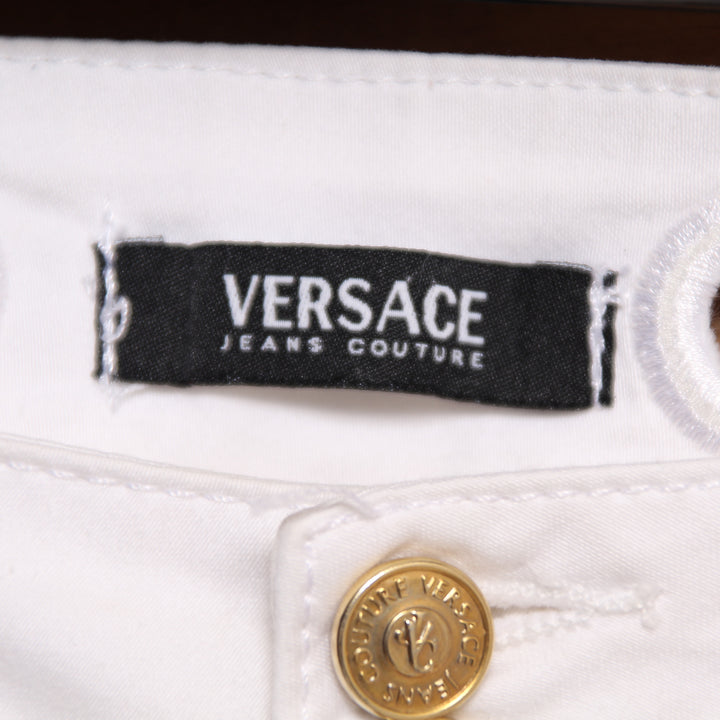 Versace Pantalone Slim Fit Taglia 39 Bianco Donna