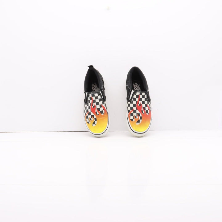 Vans Slip On Basse Nere a Scacchi con Fiamme Eur 32 Youth