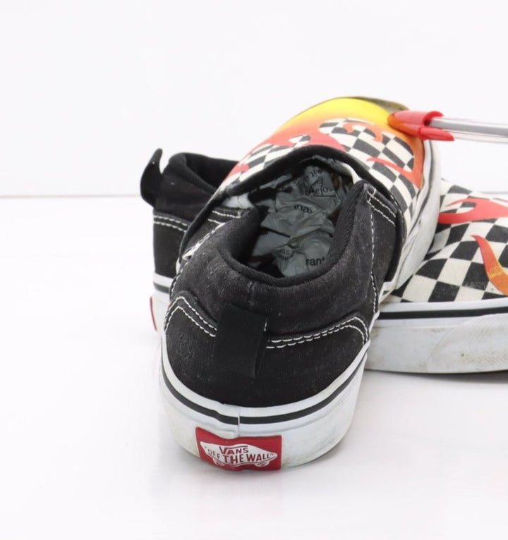 Vans Slip On Basse Nere a Scacchi con Fiamme Eur 32 Youth