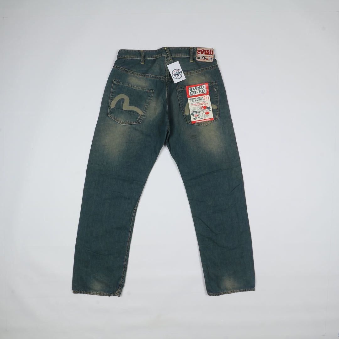 Evisu Jeans Vintage Denim Taglia W32 Uomo Deadstock w/Tags