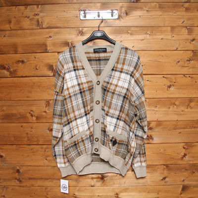Yves Saint Laurent Cardigan Colorata a Quadri Uomo
