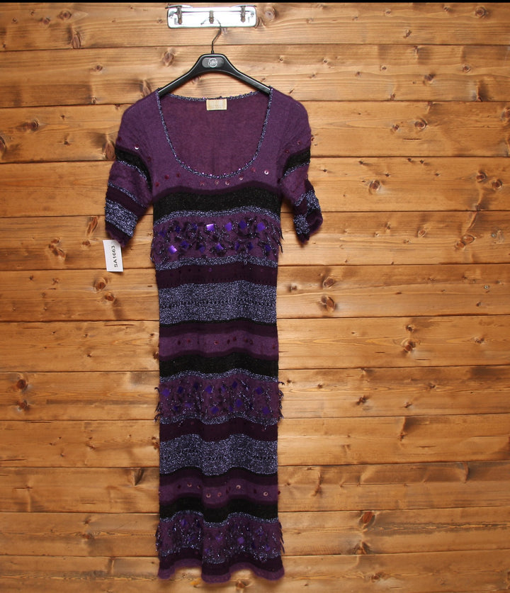 Iceberg Vestito Lungo con Paillette Vintage Viola Donna Taglia 44