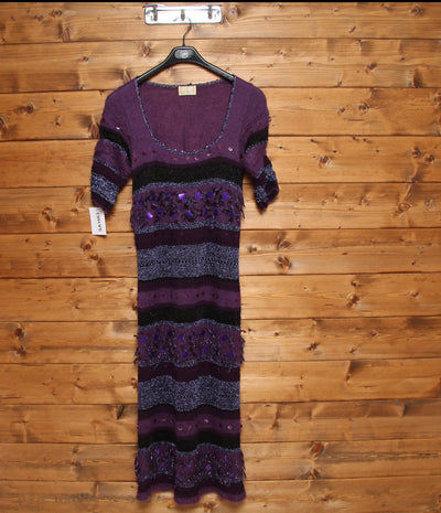 Iceberg Vestito Lungo con Paillette Vintage Viola Donna Taglia 44