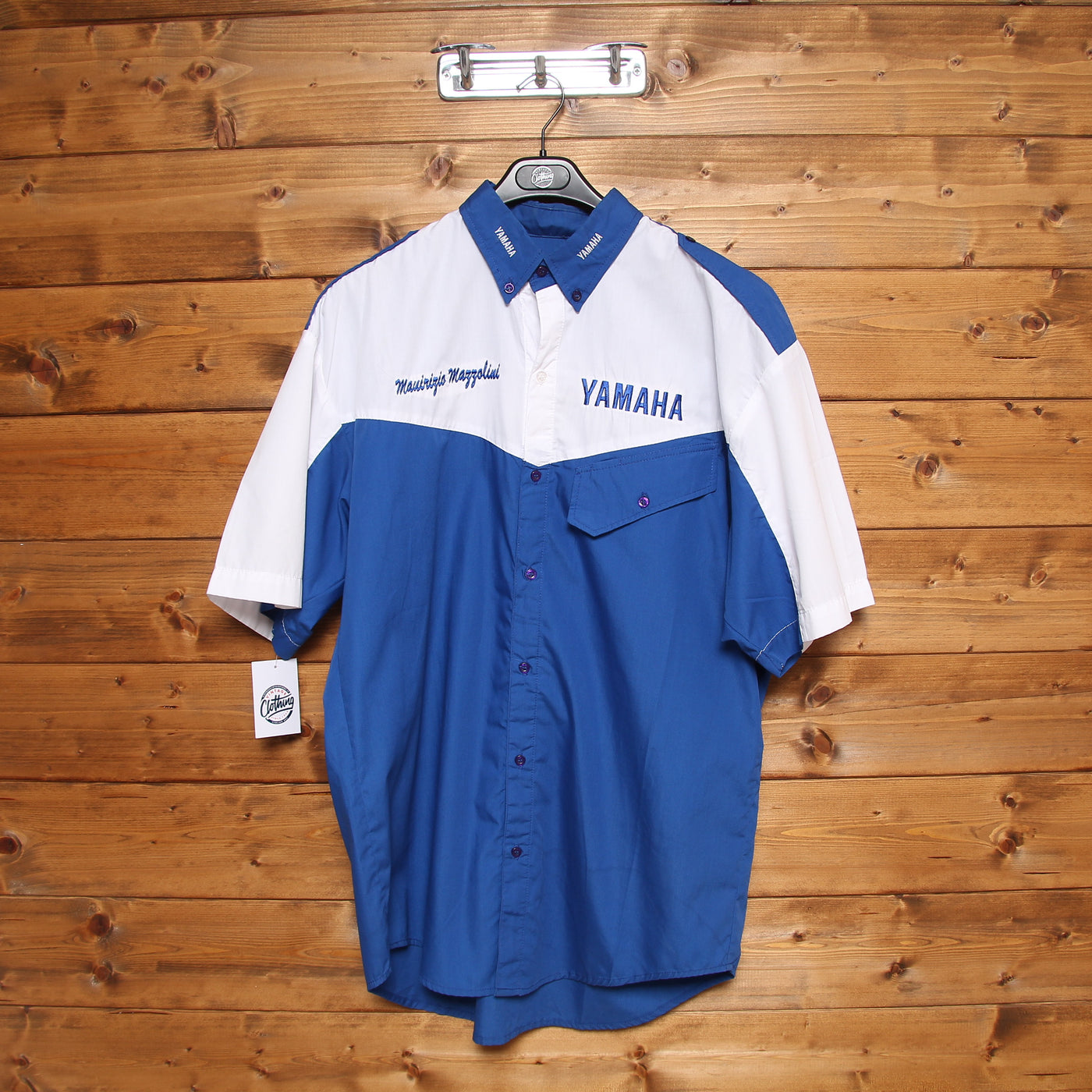 ADM Yamaha Racing Team Camicia Vintage Blu e Bianco Uomo Taglia XL Made in USA