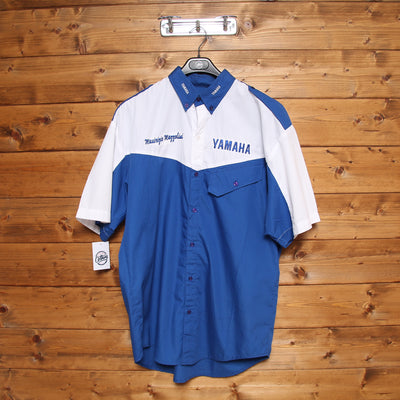 ADM Yamaha Racing Team Camicia Vintage Blu e Bianco Uomo Taglia XL Made in USA