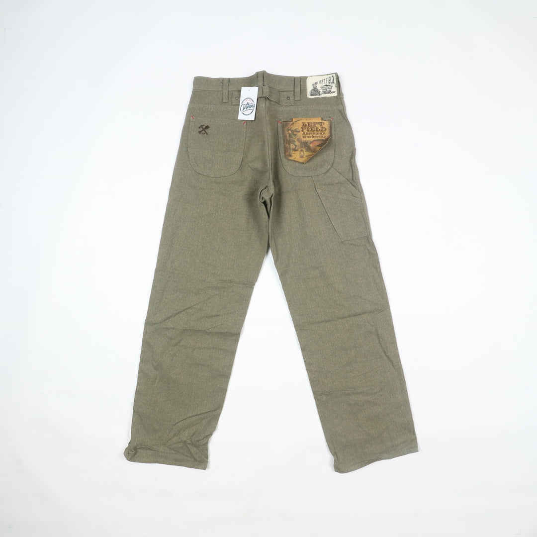 Left Field American Workwear Cargo Martingala Jeans Vintage Verde Taglia L Uomo Deadstock w/Tags Made in Japan