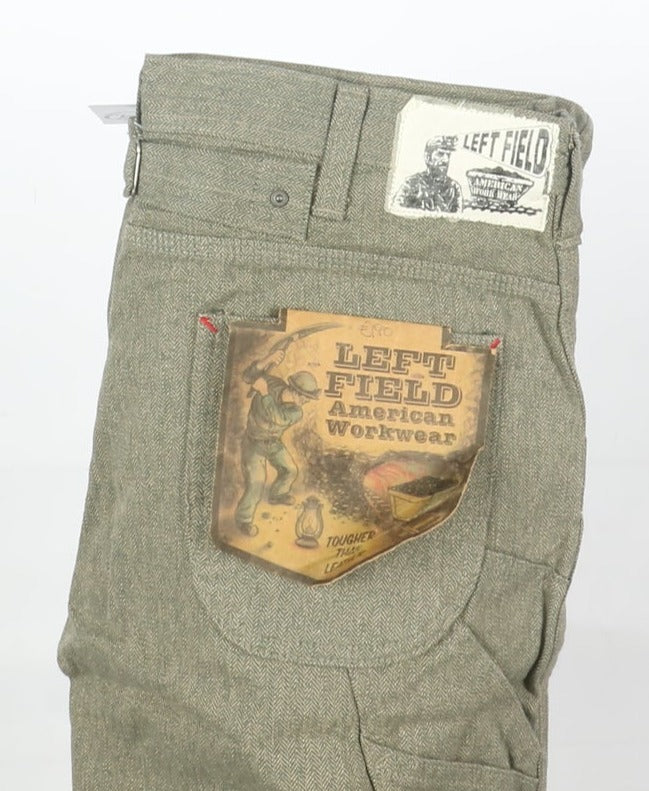 Left Field American Workwear Cargo Martingala Jeans Vintage Verde Taglia L Uomo Deadstock w/Tags Made in Japan