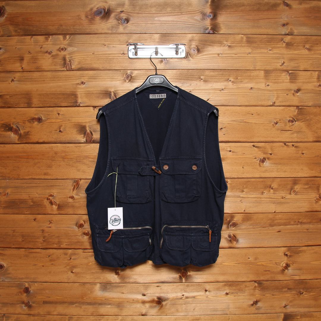 Iceberg Gilet Vintage Blu Taglia XXL Uomo