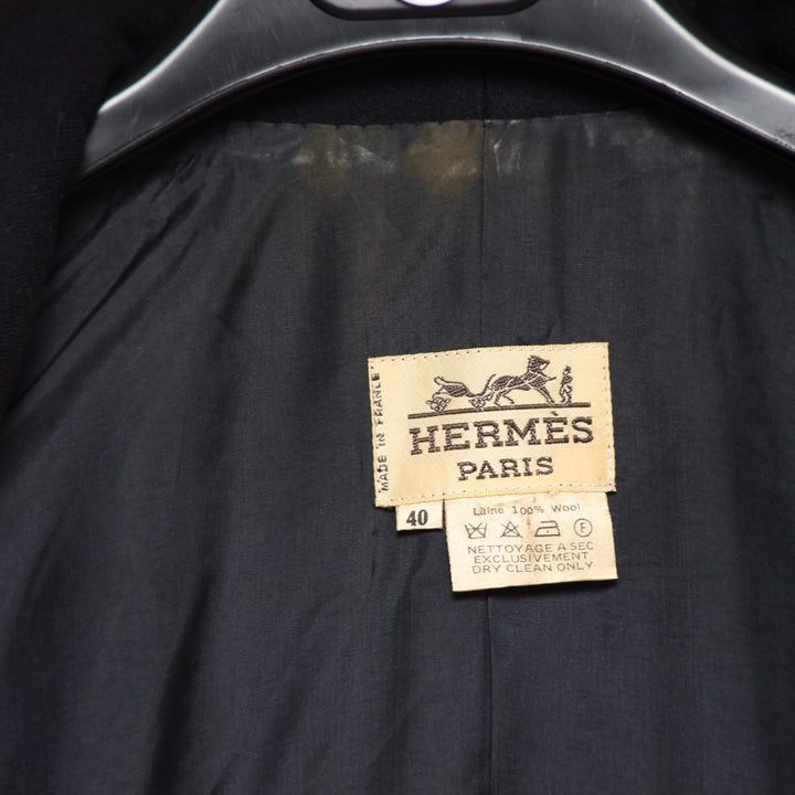 Hermès Giacca Doppio Petto Vintage Blu Taglia 40 Donna
