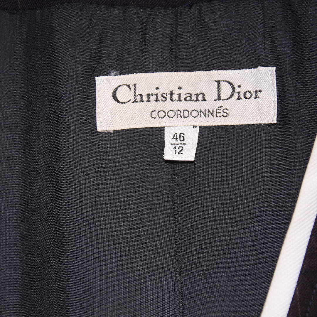 Christian Dior Giacca Blu a Righe Taglia 46 Donna