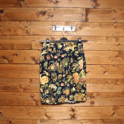 Moschino Jeans Gonna a Tubino Vintage Blu a Fiori Taglia 46 Donna