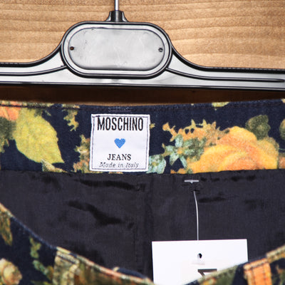 Moschino Jeans Gonna a Tubino Vintage Blu a Fiori Taglia 46 Donna