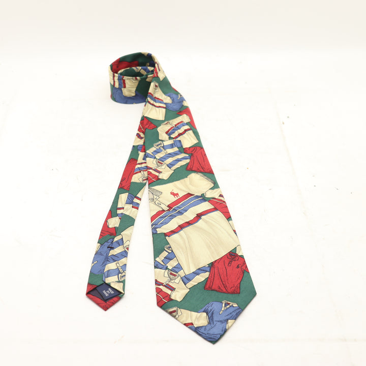 Polo Ralph Lauren Cravatta Uomo Verde 100% Seta Made in USA