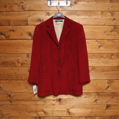 Salvatore Ferragamo Giacca Vintage Rosso con Fantasia Taglia 44 Donna