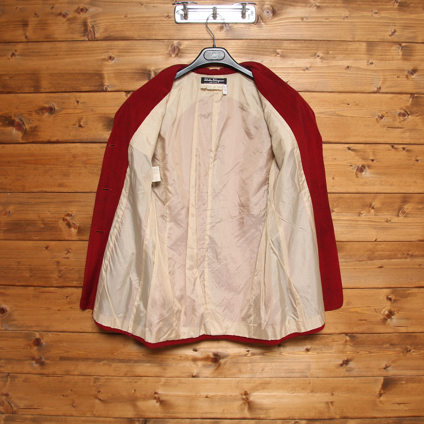 Salvatore Ferragamo Giacca Vintage Rosso con Fantasia Taglia 44 Donna