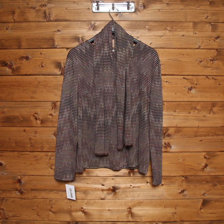 Missoni Sport Maglia e Sciarpa Vintage Marrone a Righe Taglia 48 Donna