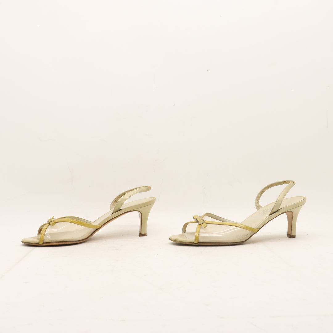 Salvatore Ferragamo Scarpa con Tacco Beige Taglia 8.5 Donna
