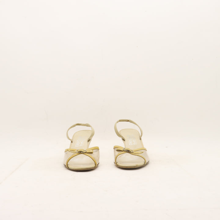 Salvatore Ferragamo Scarpa con Tacco Beige Taglia 8.5 Donna