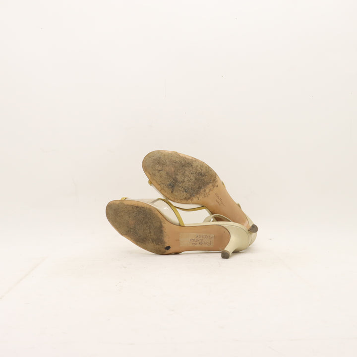 Salvatore Ferragamo Scarpa con Tacco Beige Taglia 8.5 Donna