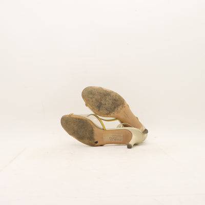Salvatore Ferragamo Scarpa con Tacco Beige Taglia 8.5 Donna