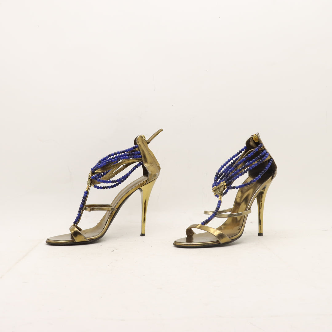 Giuseppe Zanotti Sandali con Tacco Oro e Blu Taglia 37 Donna