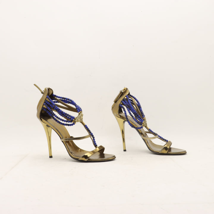 Giuseppe Zanotti Sandali con Tacco Oro e Blu Taglia 37 Donna