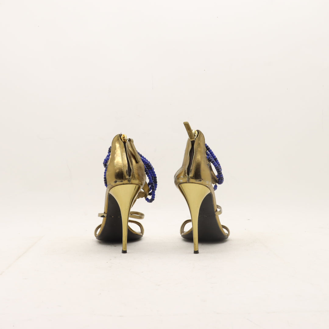 Giuseppe Zanotti Sandali con Tacco Oro e Blu Taglia 37 Donna