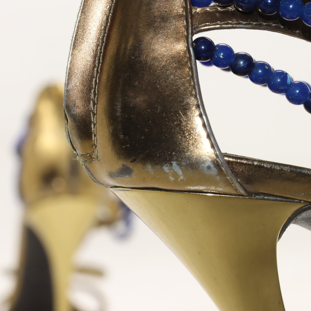 Giuseppe Zanotti Sandali con Tacco Oro e Blu Taglia 37 Donna