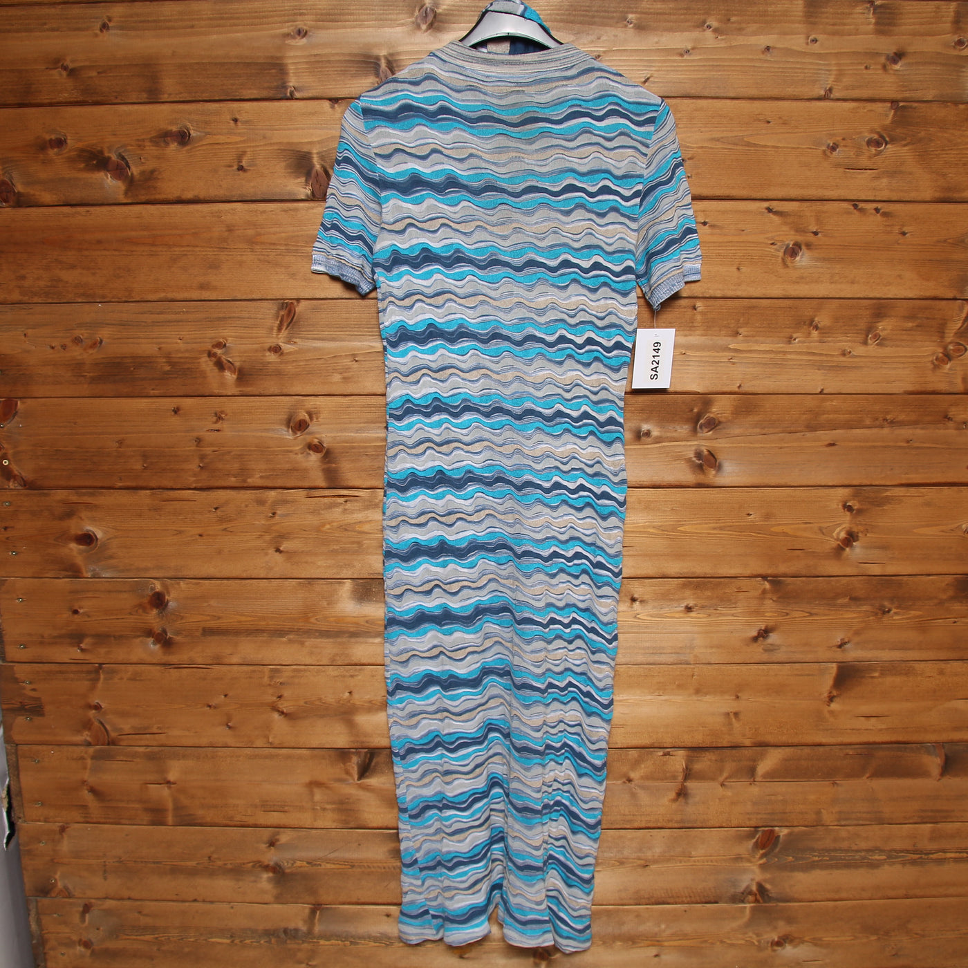 Missoni Sport Vestito con Sciarpa Vintage Azzurro a Righe Taglia 44 Donna