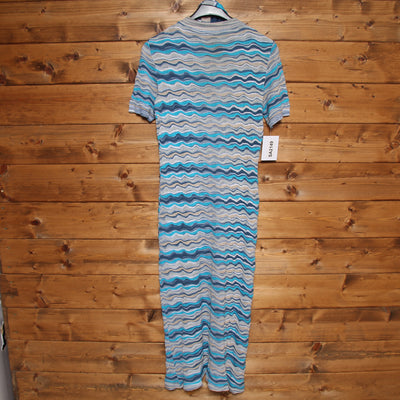 Missoni Sport Vestito con Sciarpa Vintage Azzurro a Righe Taglia 44 Donna