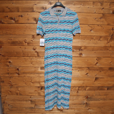 Missoni Sport Vestito con Sciarpa Vintage Azzurro a Righe Taglia 44 Donna